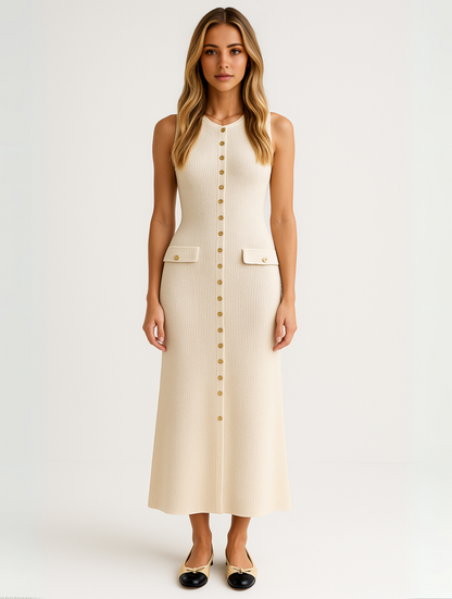 Robe midi élégante à boutons