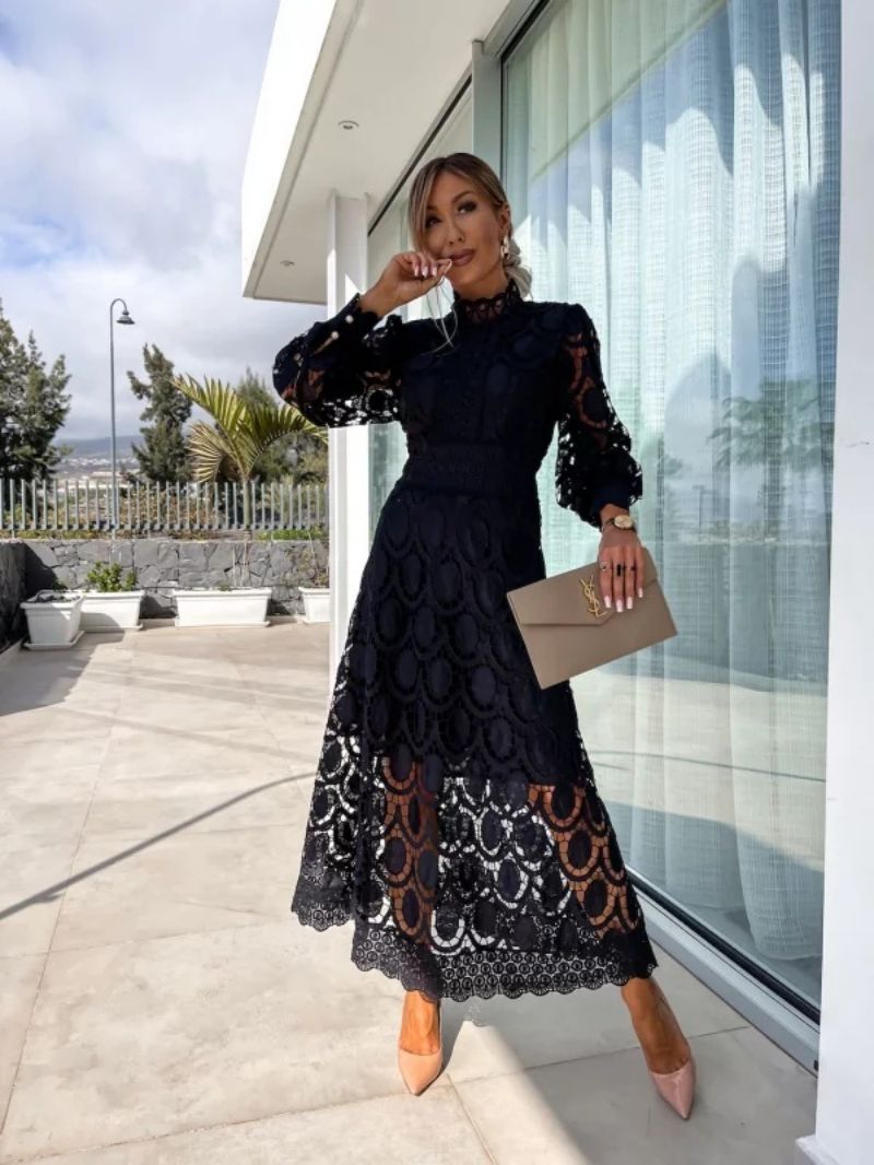 Robe midi élégante en dentelle pour femme