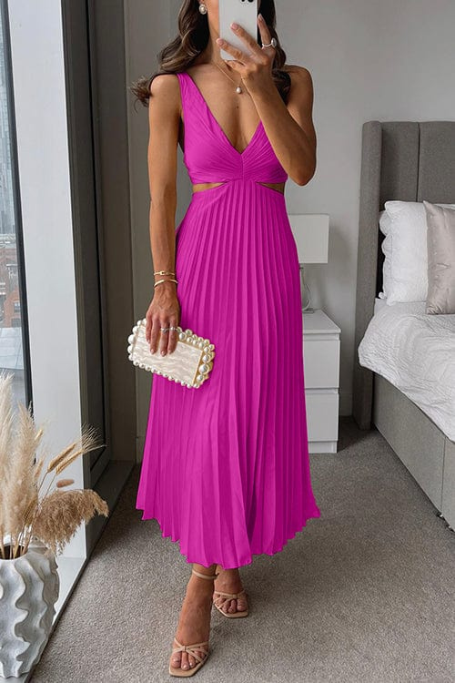 Robe midi évasée à col en V pour femme