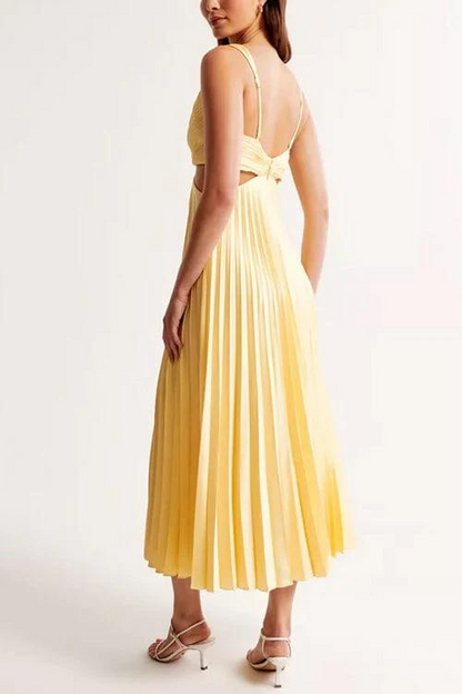 Robe midi évasée à col en V pour femme