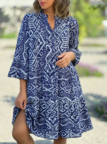 Robe midi imprimée à volants pour femme
