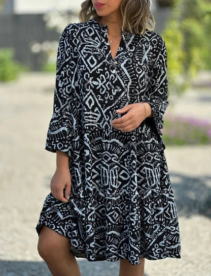 Robe midi imprimée à volants pour femme