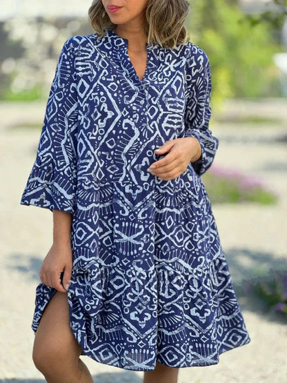 Robe midi imprimée à volants pour femme