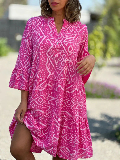Robe midi imprimée à volants pour femme