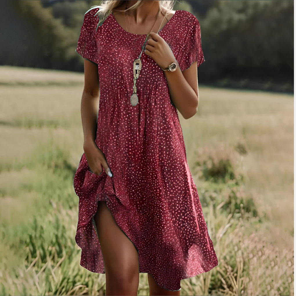 Robe midi légère à pois