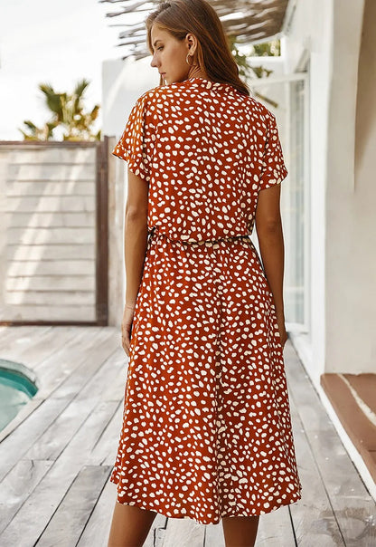 Robe midi légère à pois pour femme