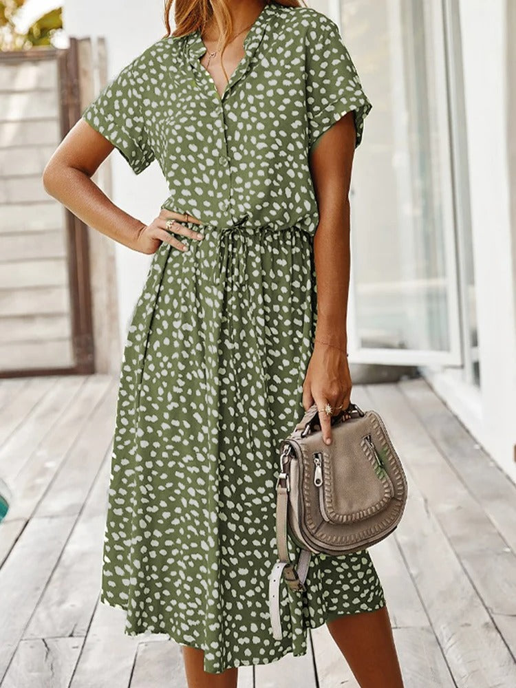 Robe midi légère à pois pour femme