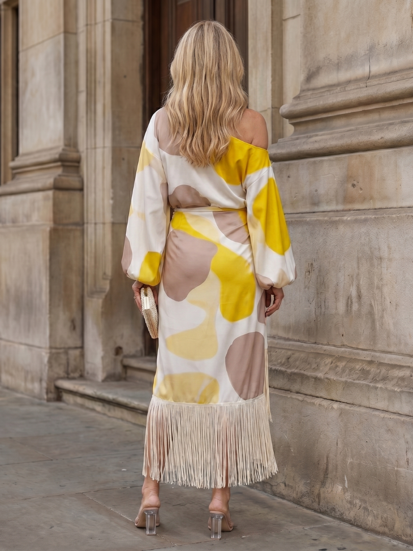 Robe midi portefeuille à une épaule pour femme