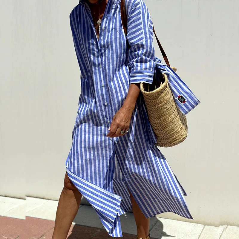 Robe midi rayée facile à porter pour femme