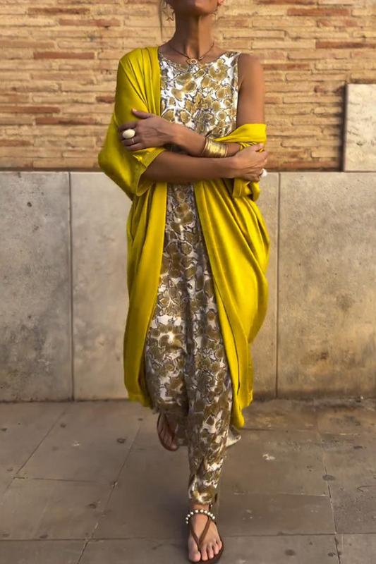 Robe midi sans manches à imprimé floral pour femme