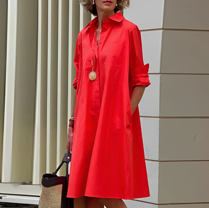 Robe midi trapèze à boutons