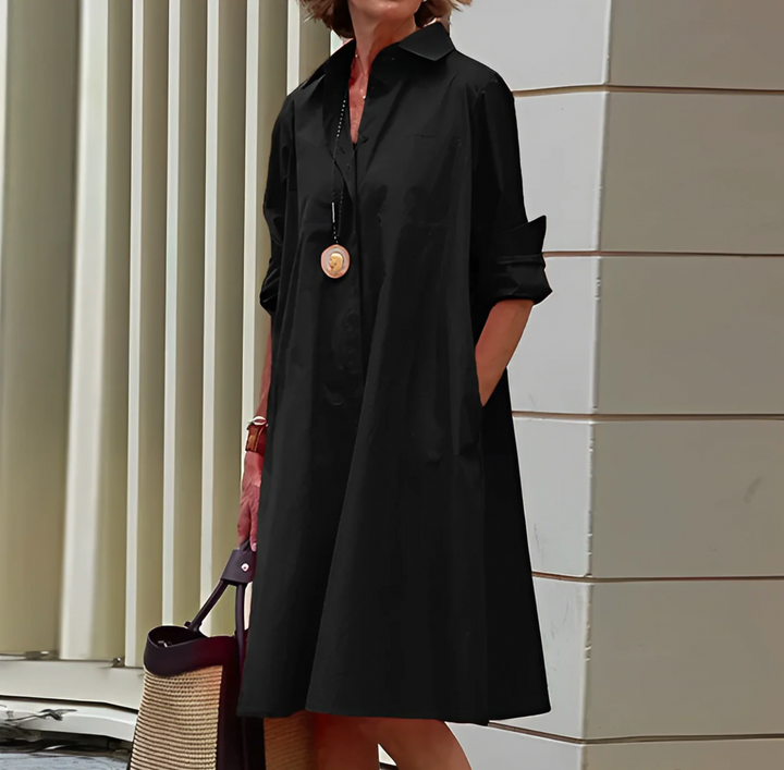 Robe midi trapèze à boutons
