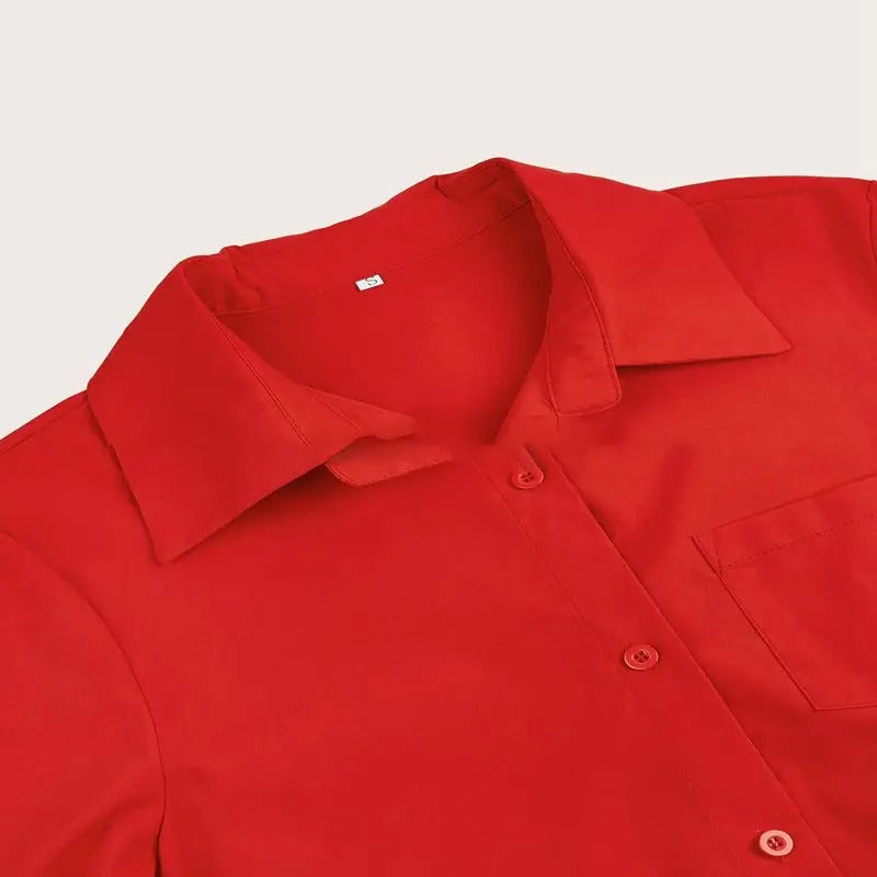 Robe midi trapèze à boutons