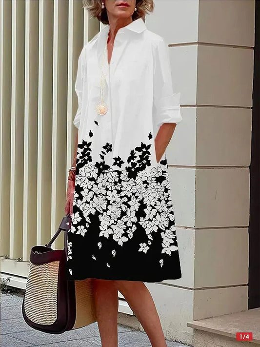 Robe midi trapèze à boutons pour femme