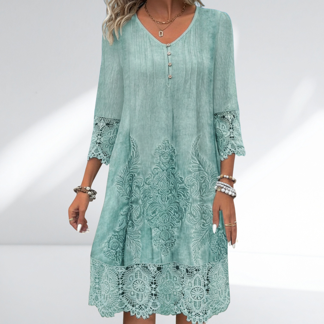Robe midi trapèze à col en V pour femme
