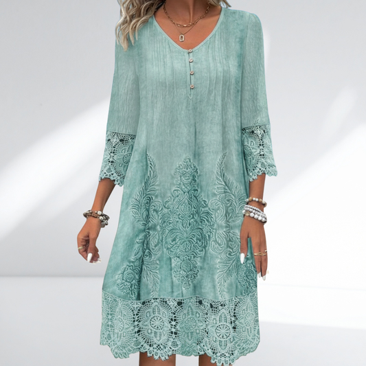 Robe midi trapèze à col en V pour femme