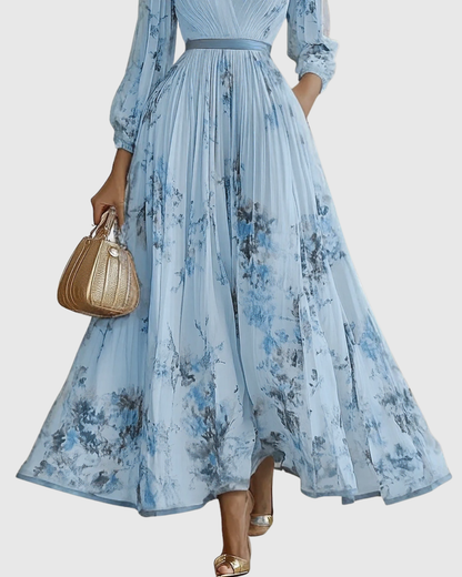 Robe midi trapèze à col en V pour femme