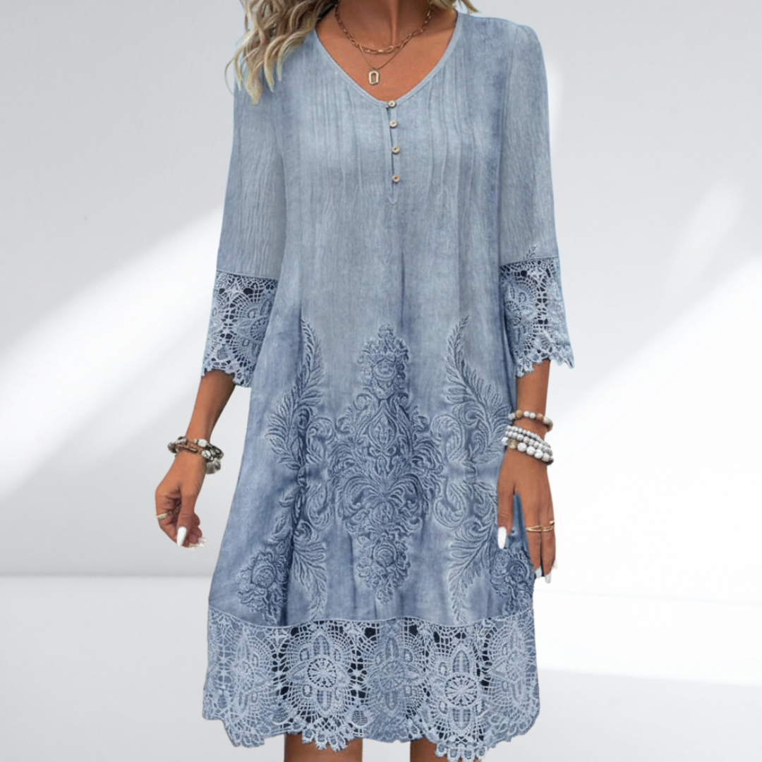 Robe midi trapèze à col en V pour femme