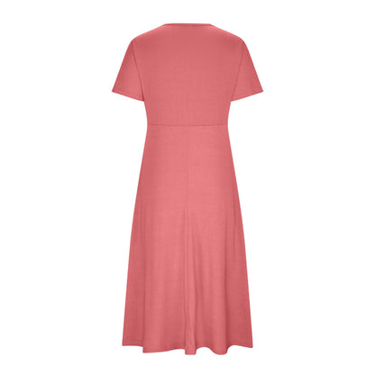 Robe midi trapèze à col en V pour femme