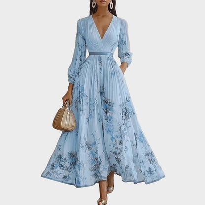 Robe midi trapèze à col en V pour femme