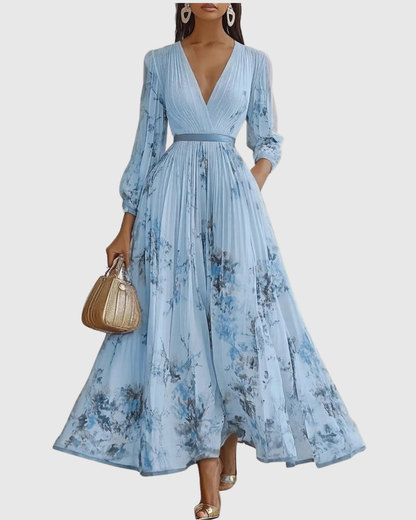 Robe midi trapèze à col en V pour femme