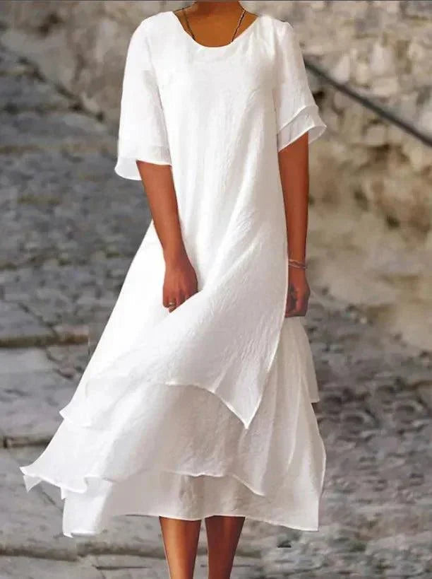 Robe midi trapèze à étages pour femme
