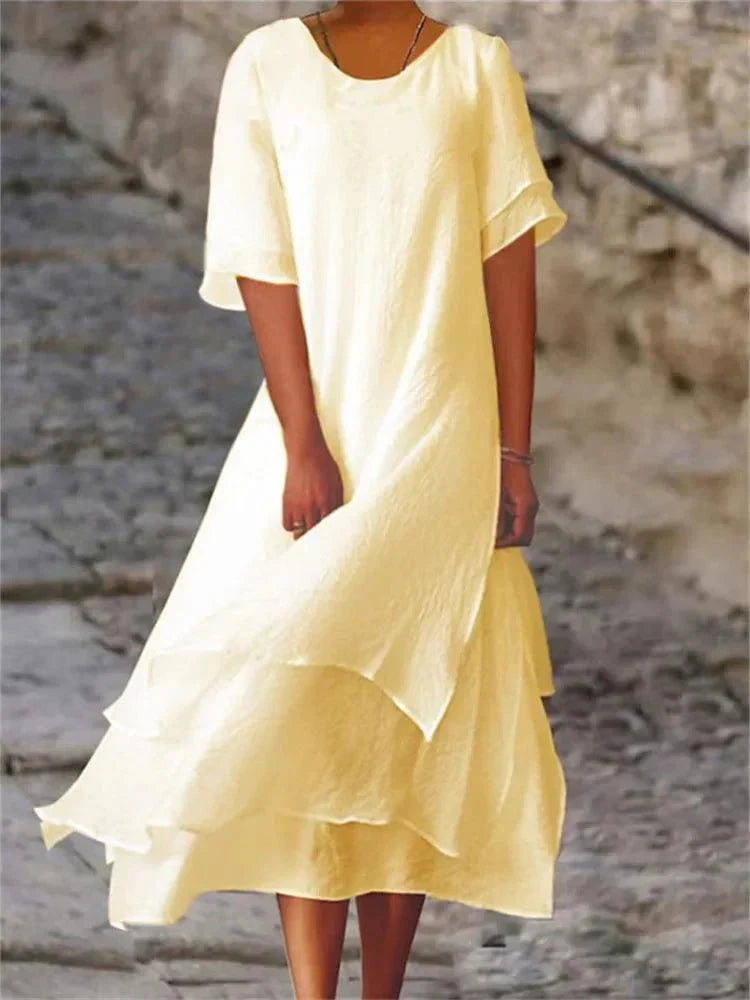 Robe midi trapèze à étages pour femme