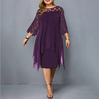 Robe midi trapèze à manches 3/4 pour femme
