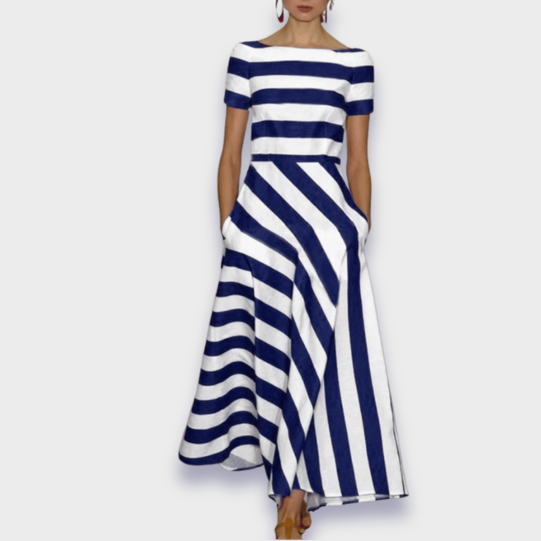 Robe midi trapèze à rayures pour femme