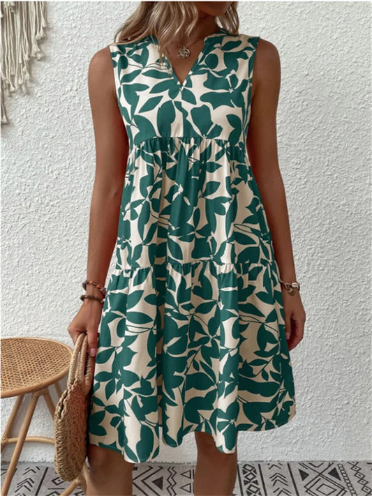 Robe midi trapèze sans manches femme