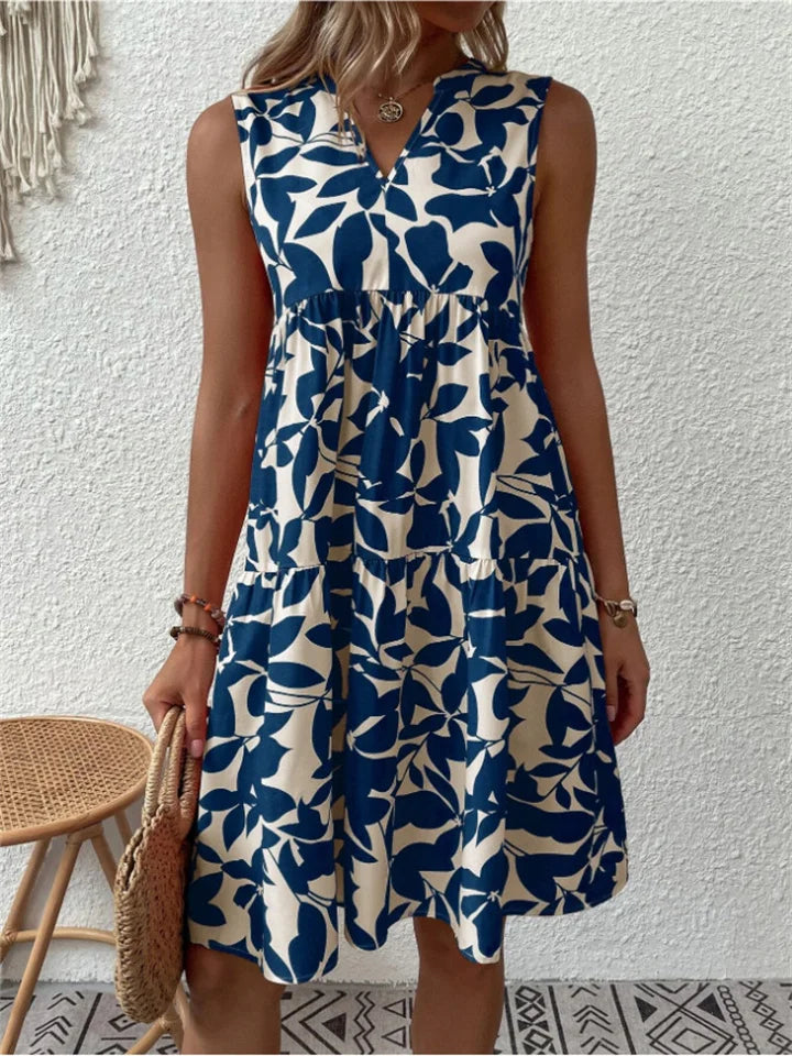 Robe midi trapèze sans manches femme