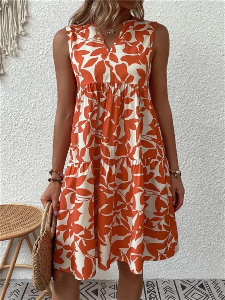 Robe midi trapèze sans manches femme