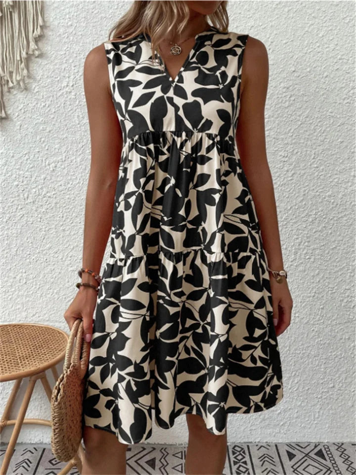 Robe midi trapèze sans manches femme