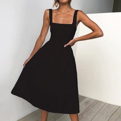 Robe midi trapèze sans manches pour femme