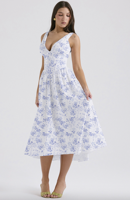 Robe midi trapèze sans manches pour femme