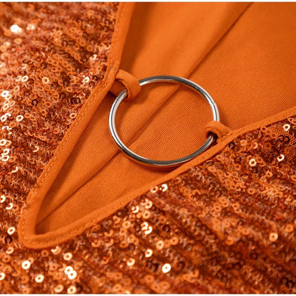 Robe mini à paillettes à décolleté plongeant pour femme