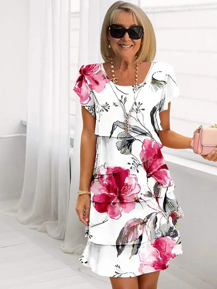 Robe mini à volants pour femme