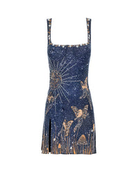 Robe mini moulante pour femme - encolure carrée, sans manches