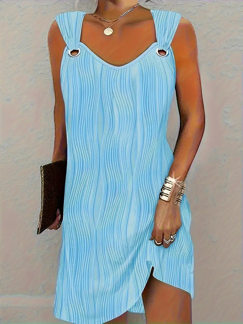 Robe mini trapèze à col en V femme