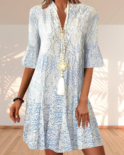 Robe mini trapèze à col en V pour femme