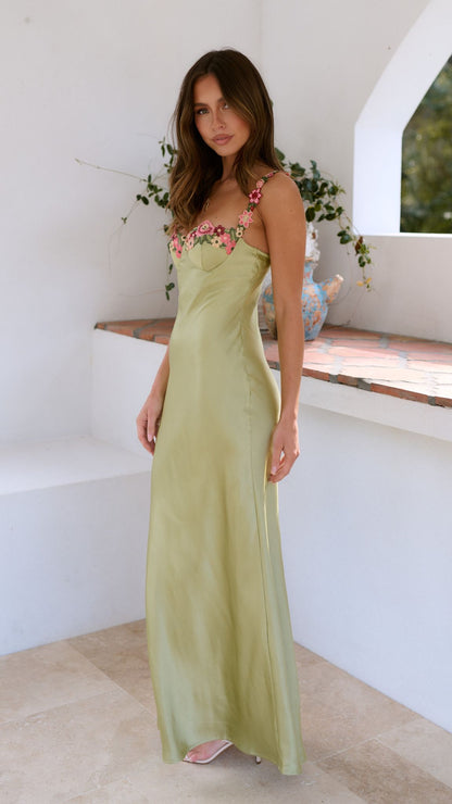Robe nuisette midi à fines bretelles à fleurs pour femme