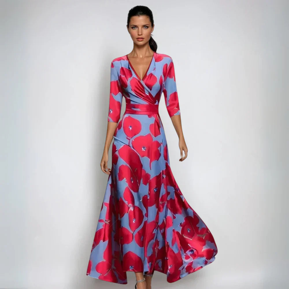 Robe portefeuille longue à fleurs pour femme