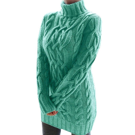 Robe pull femme à col roulé torsadée