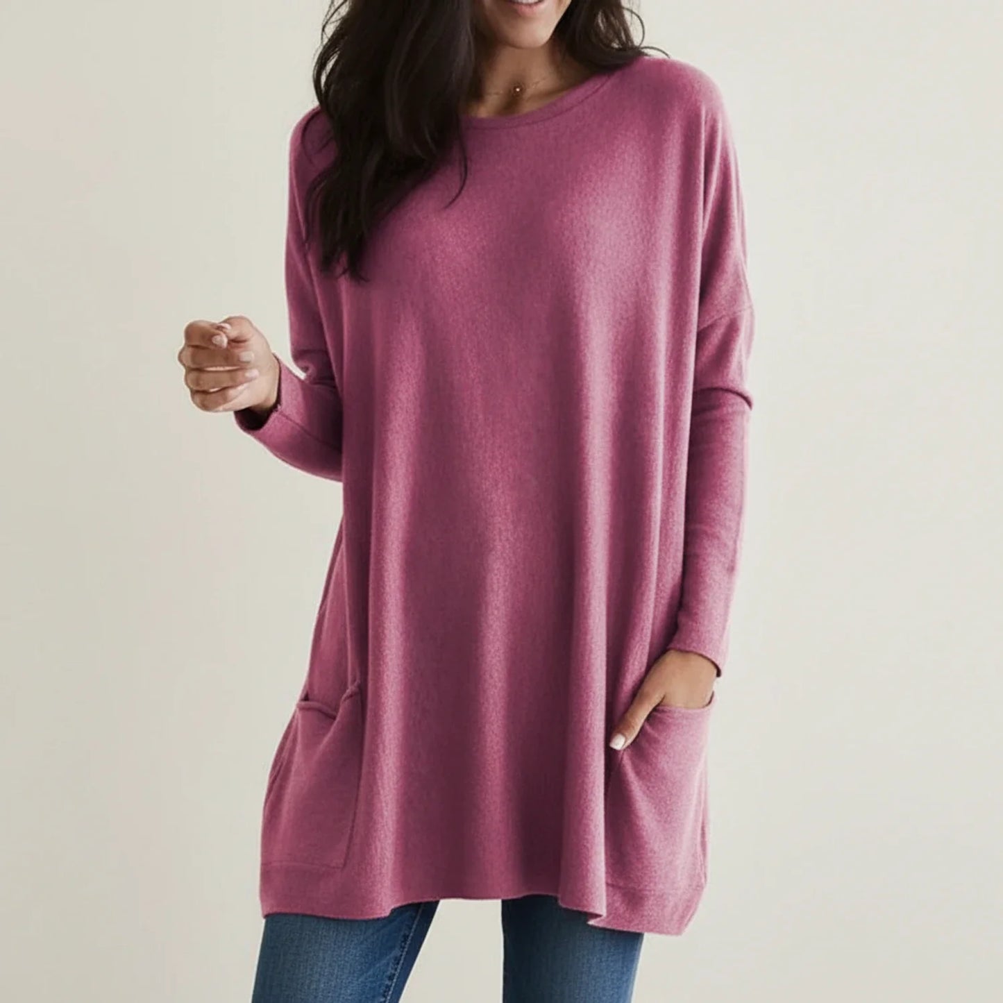 Robe pull oversize avec poches pour femme