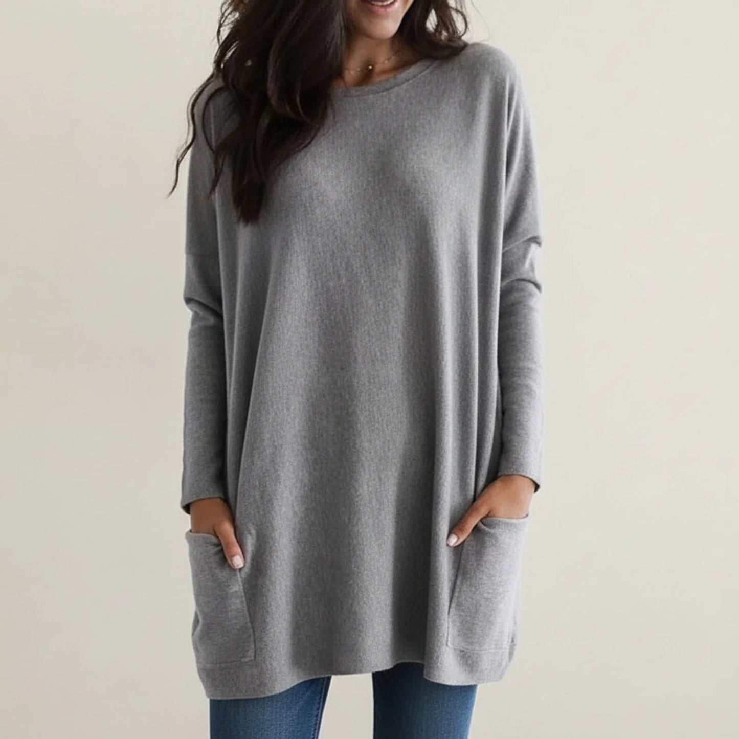 Robe pull oversize avec poches pour femme