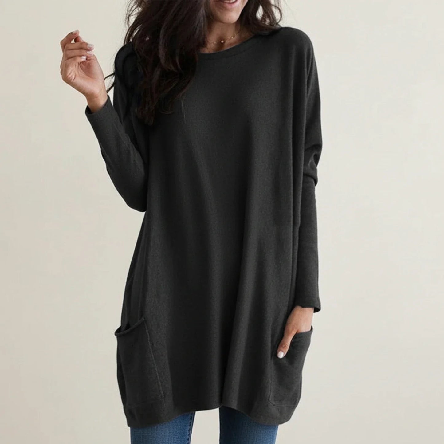 Robe pull oversize avec poches pour femme