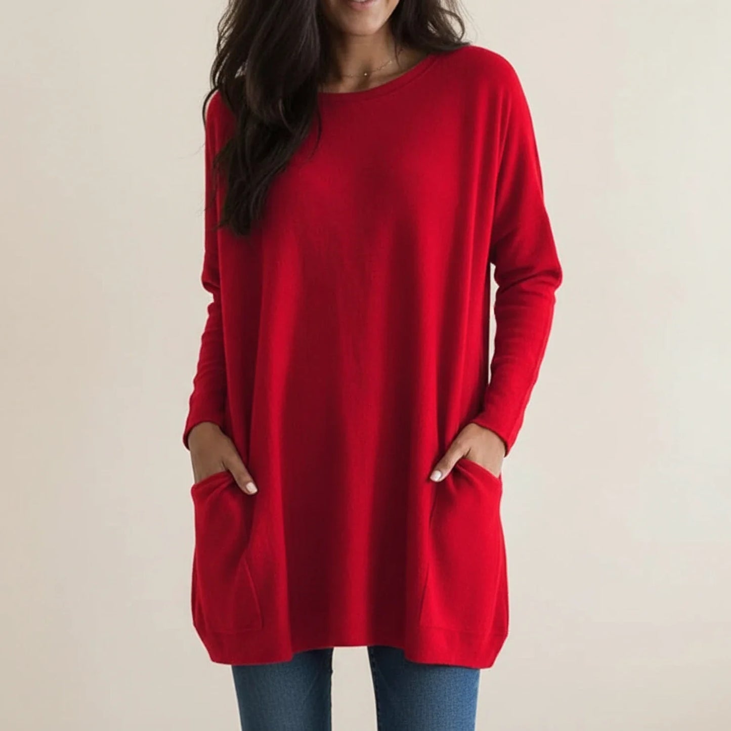 Robe pull oversize avec poches pour femme