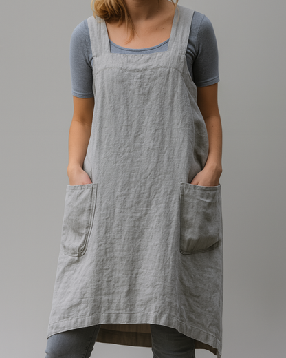 Robe tablier midi sans manches pour femme
