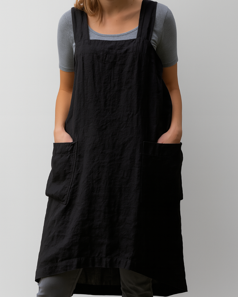 Robe tablier midi sans manches pour femme