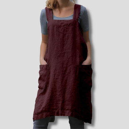 Robe tablier midi sans manches pour femme